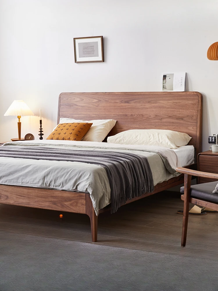 NEW Black walnut bed, wedding bed, modern and minimalist master bedroom