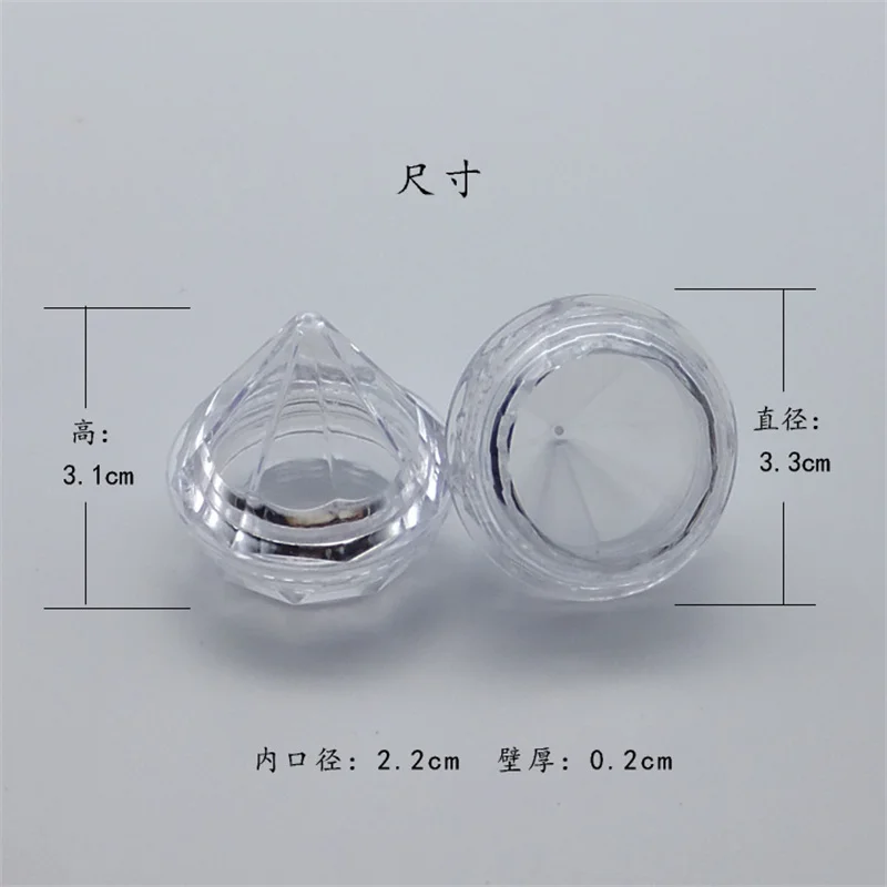 500 X 5G/5ML Clear Small Diamond Shape Cream Jar For Cosmetic Sample Container Pot Cream