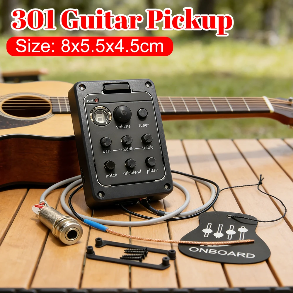 

Plastic 301 Guitar Pickup EQ Equalizer with Tuner Presys Piezo Pickup Guitar Tuner Guitar Soundhole EQ Parts Accessories