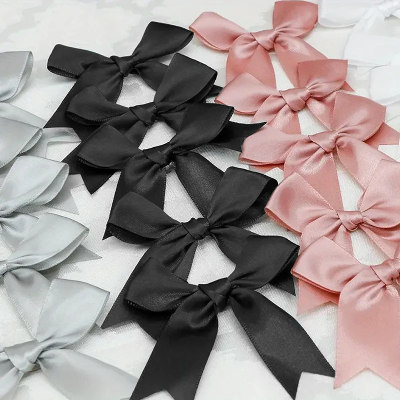 50pcs/lot Ribbon Bow Craft Bow Pink White Floral Gift Tie Wedding Decoration Bow DIY Headwear DIY Birth Party Baking Decoration