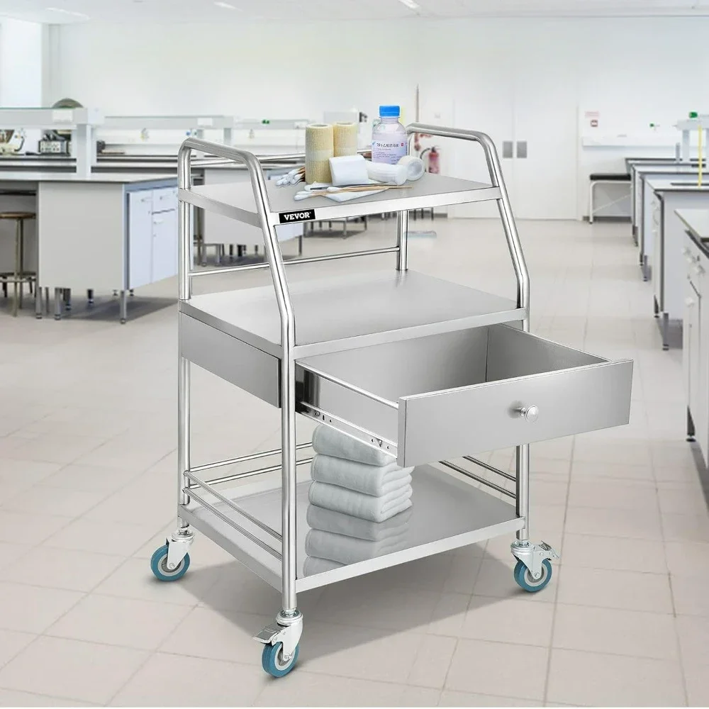 

Utility Cart , Cart Commercial with Wheel & Shelf , Catering Carts with Wheels Medical Dental Lab Carts