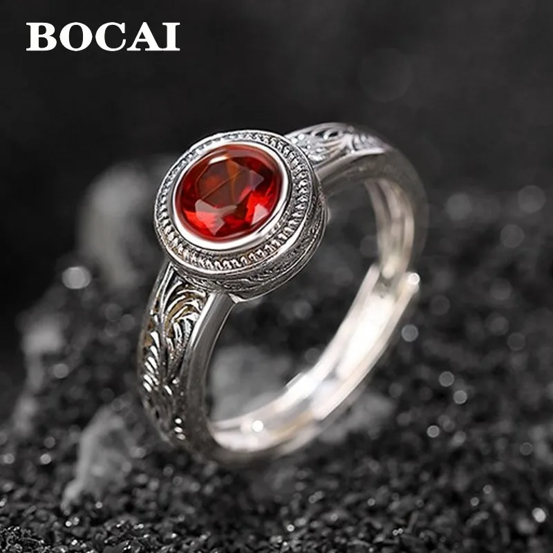 bocai anel padrao ambar vermelho para mulheres joias vintage estilo elegante alto grau elegante 100 s925 prata por atacado 01