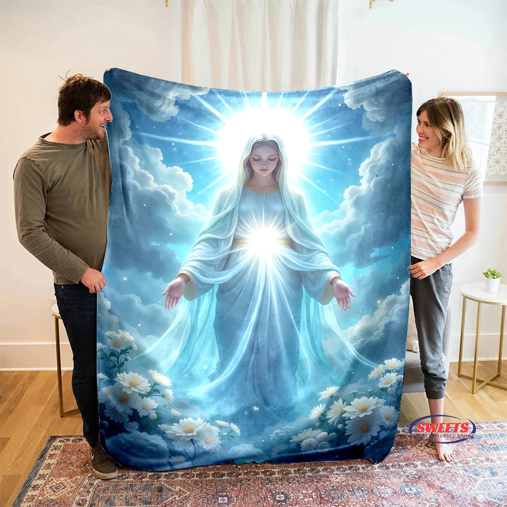 Jesus Blessed Virgin Mary Pray Blanket,Soft Throw Blanket for Home Bedroom Bed Sofa Picnic Travel Office Rest Cover Blanket Gift