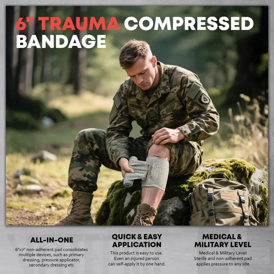 Trauma First Aid Kit Emergency Camping Gear with Tourniquet Kit, Compression Bandage, 36 Splint Portable Survival Gear for Outdo