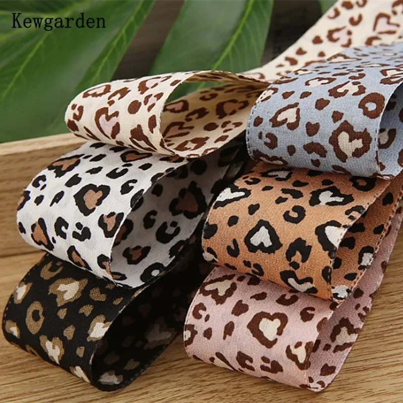 

Kewgarden 1" 1.5" 25mm 38mm Printed Leopard Ribbons Handmade Tape DIY Crafts Supply Make Bowknots Hair Accessories 10 Yards