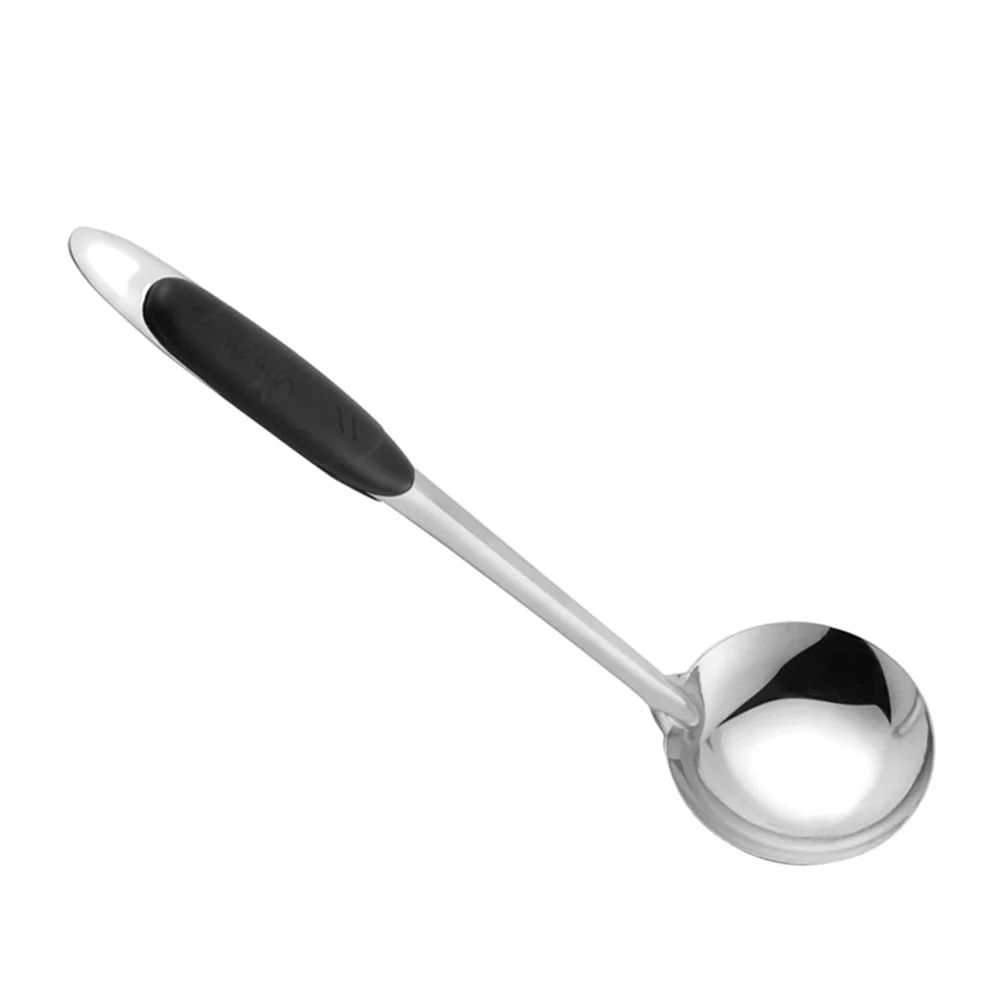 

Black Soup Spoon Spoons Ladles Stainless Large Long Handle Thicken Hangable Hot Pot Steel