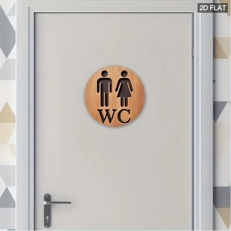 1 piece 2D wooden dish khaki bottom WC toilet logo household wooden clothes rack wooden composite wall hanging porch room