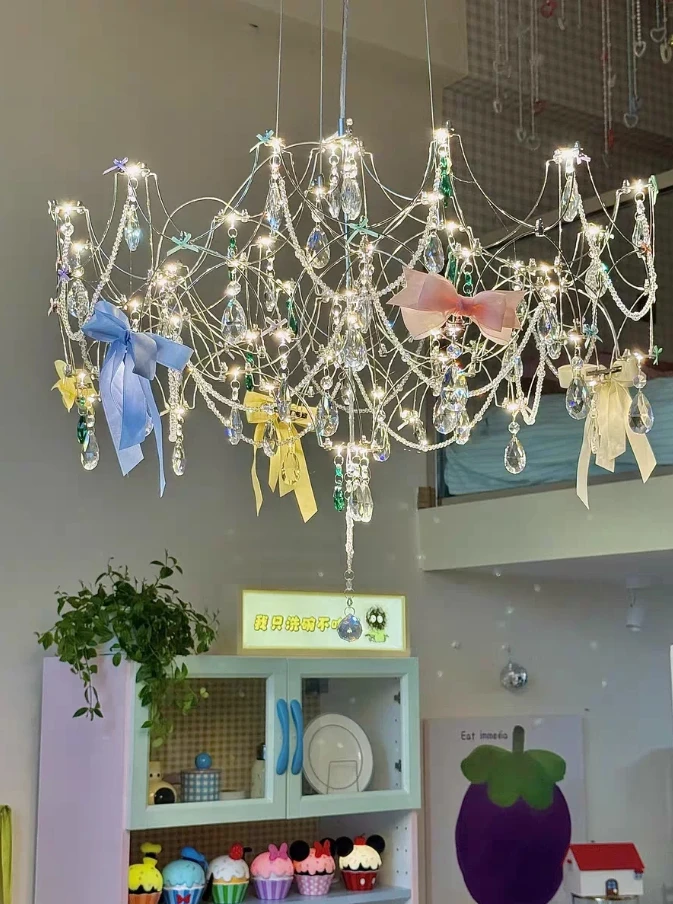 New Stainless Steel Crystal Ceiling Chandelier LED Lamps Living Room Personalized Firefly Shape Restaurant Villa Lights