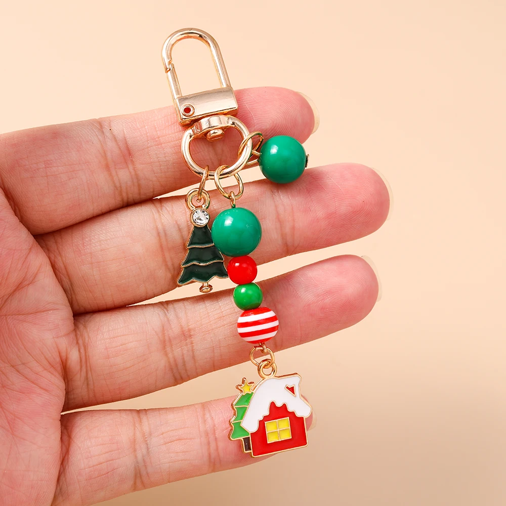 Aihua Niedlicher Y2K Weihnachts-Schlüsselanhänger mit Perlen, Weihnachtsbaum, Schneemann und Weihnachtsmann für Damen und Herren, Neujahrs-Schmuckgeschenke – Detail 17
