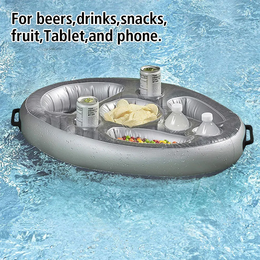 Beer Holder Beverage, Fruit, Tablet, Cell Phone 8/9 Holes Portable Floating Drink Tray Inflatable Cup Holder Buffet Serving Bar