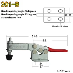 GH-201B Red Toggle Clamp 100kg Heavy Duty Horizontal Clamps Quick Release Locking Lever Fastener Woodworking Hand Clip Tool