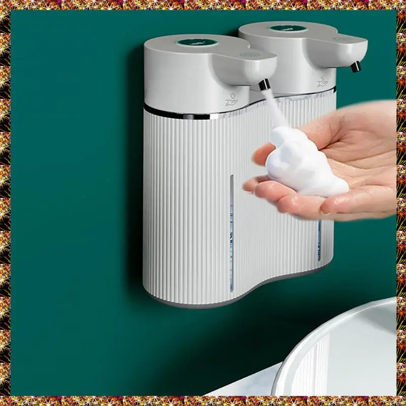 BTCL Busa Otomatis Kepala Ganda + Dispenser Sabun Cair Sensor Inframerah Distributor Disinfektan Isi Ulang USB Terpasang Di Dinding