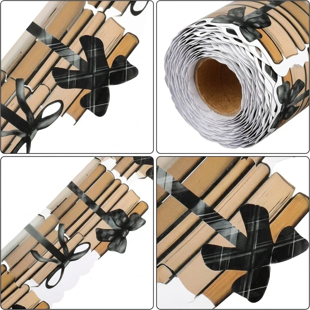 Vintage Black Bow Bulletin Board Stickers Self Coated Paper Roll For Classroom Office School Wall Decor Border Set