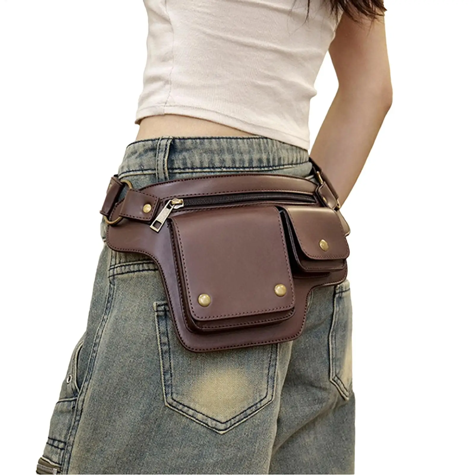 

Renaissance Belt Bag Adjustable Waist Strap Satchel with Multiple Pockets Renaissance Bag for Women Men Costume Pirate Cosplay