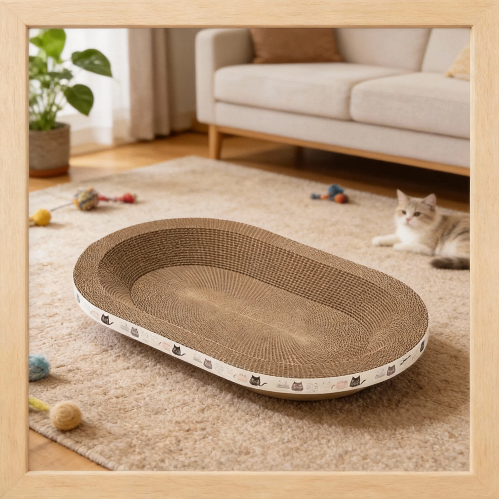 1/2 Stück Wellpappe-Kratzmatte und Spielzeug-Set für Katzen - Langlebiges und unterhaltsames Katzen-Kratzpad für glückliche und gesunde Katzen ​   Geschenk