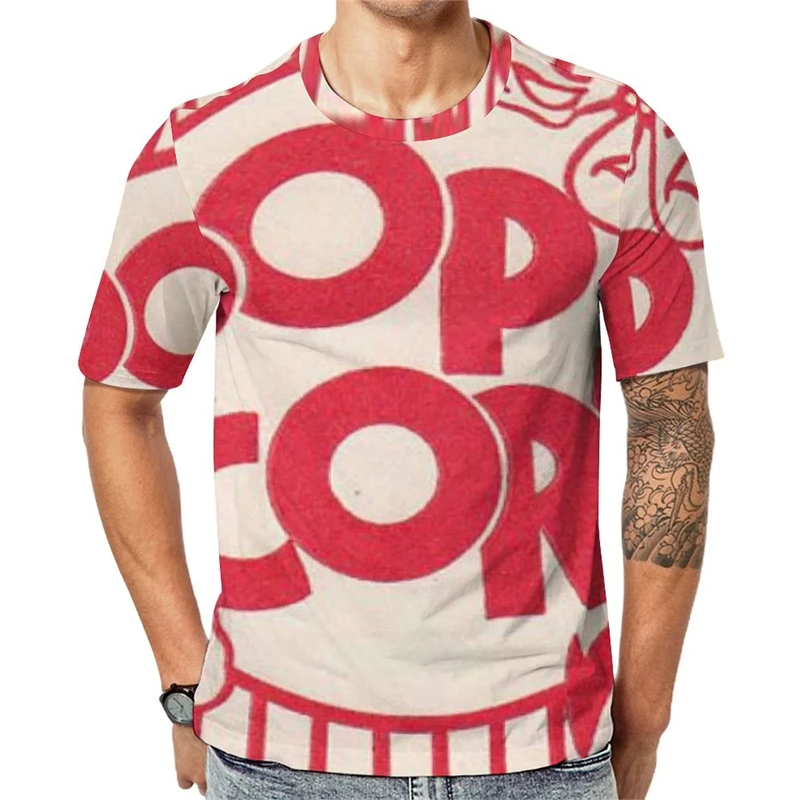 Zabawna moda Cosplay Popcorn T-shirt męski Street Harajuku film koszulki Trend hip-hopowy krótki rękaw w paski dziecko 2025 nowa koszulka — zdjęcie 6