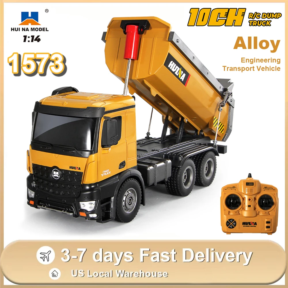 

HUINA 1573 Alloy RC Truck 1:14 10CH Remote Control Dump Truck Simulated Soil Loader Electric Engineering Vehicle Model Toys Gift
