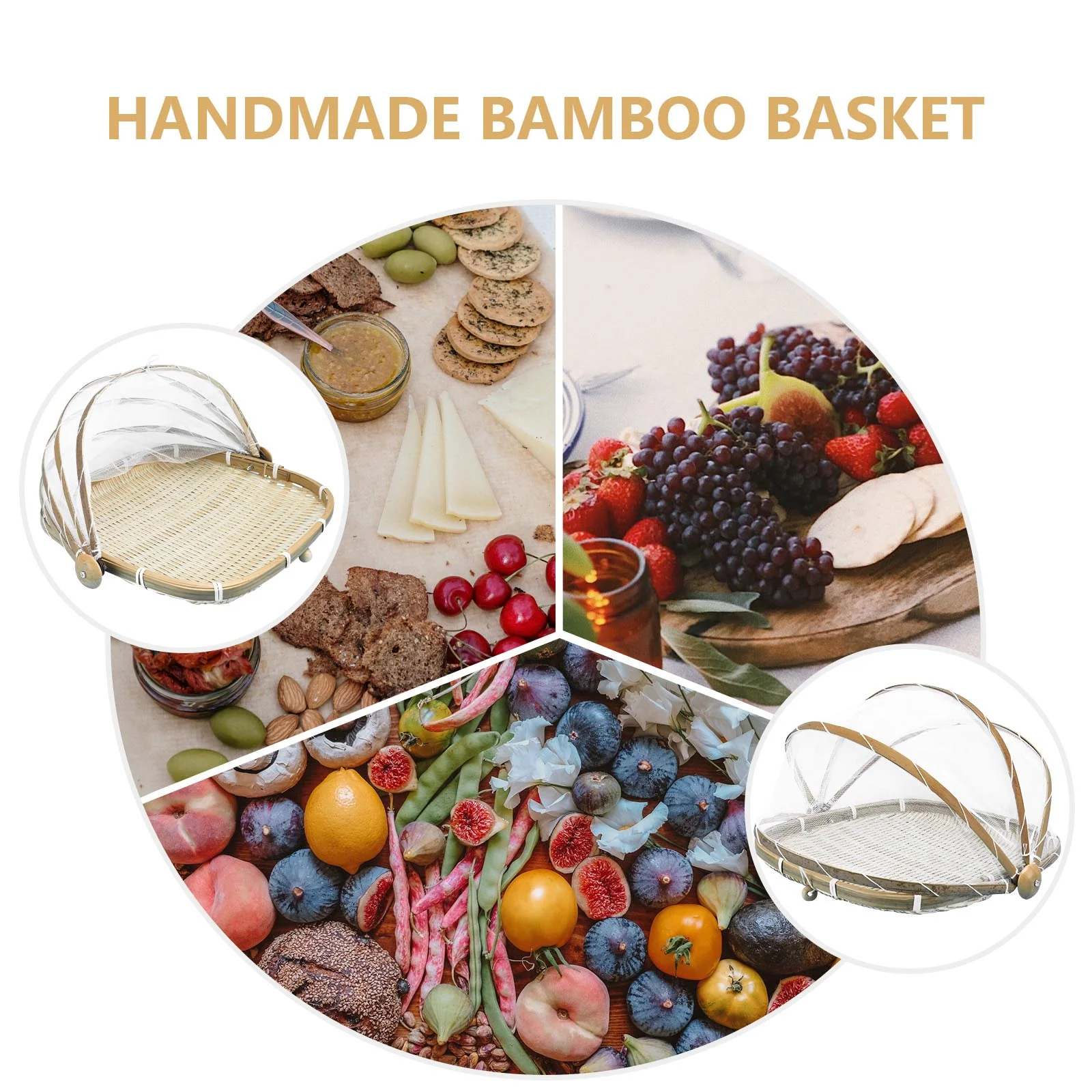 

1Pcs Kitchen Dish Storage Cover Bamboo Weaving Food Protector Prevent Bugs Fresh Keep Cover for Family Hotel Outdoor Events