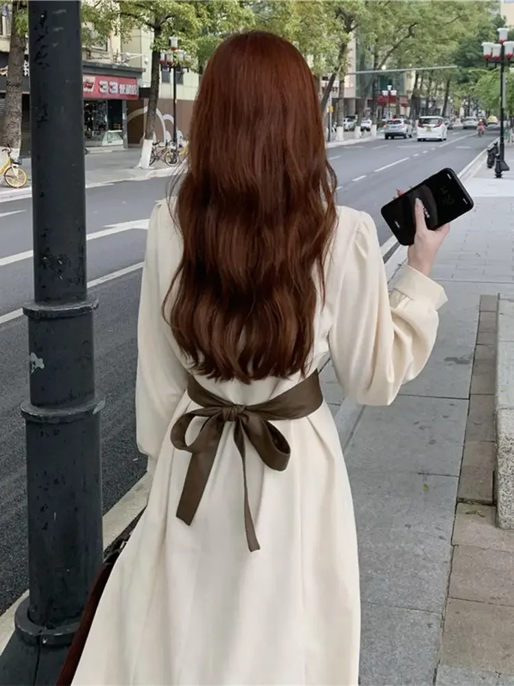 Temperamento stile interno Abito camicia dimagrante Abito da donna Stile di eroganza rinascamente Sensazione di fascia alta Pausa tè francese