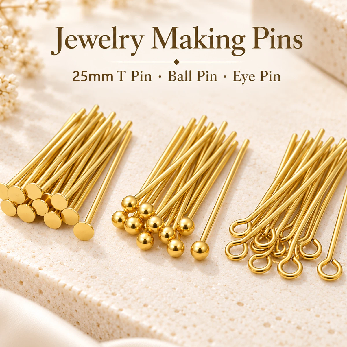 25mm 20pcsStainless Steel Nine Character Needle Suitable for Jewelry Making Materials Necklaces, Bracelets and DIY Craft Accesso