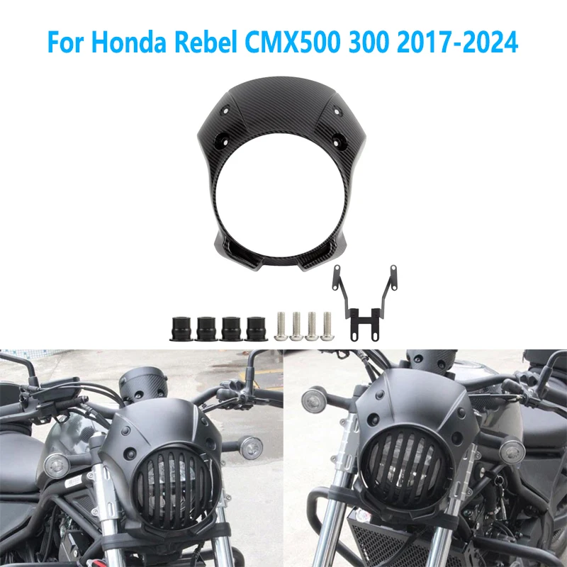 

Headlight Guard For Honda Rebel CMX500 300 2017-2024 REBEL 500 Front Light Cowl Fairing Headlamp Windshield Headlight Protection