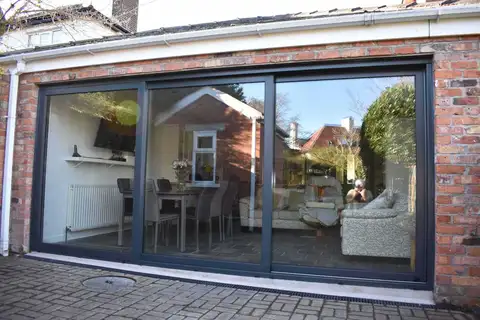 Double Door Minimalist Slim Aluminium Frame Modern Design Sliding Glass Doors Aluminum Patio Door for Home Room Sound Insulation