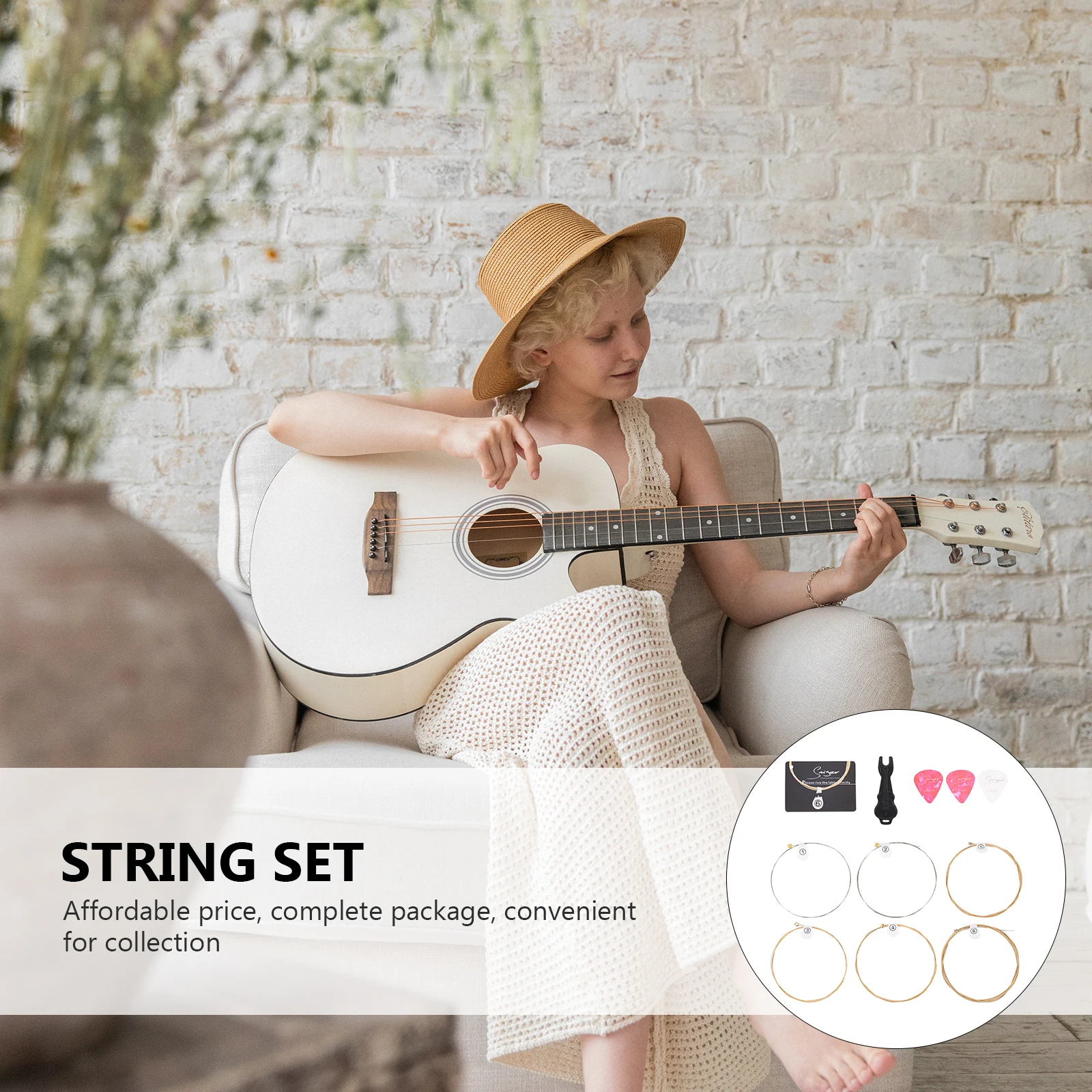 

Guitar String Set Strings Barbante Acoustic Replacement Pick Tool Kit Musical Instrument