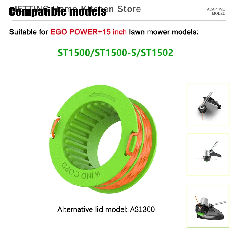 1/4pcs AS1300 Weed Eater String Trimmer Spool For EGO 15-Inch ST1500 ST1500-S,Weed Wacker String Trimmer Line 0.095" 15Ft