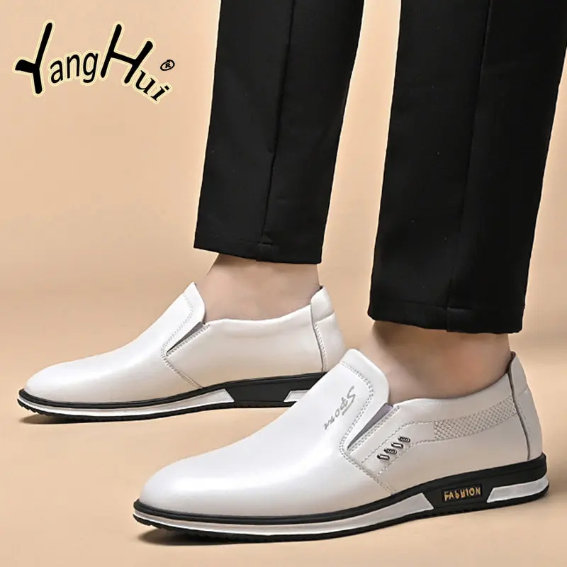 Men\'s Leather Casual Shoes Outdoor Breathable Business Oxfords 2023 New Fashion Summer Spring Zapatos Mujer Unisex