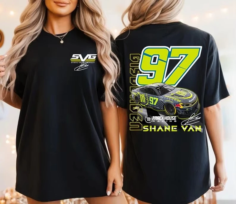 2026 New Racing car pattern printed T-shirt, number 97, for both men and women, loose cotton top