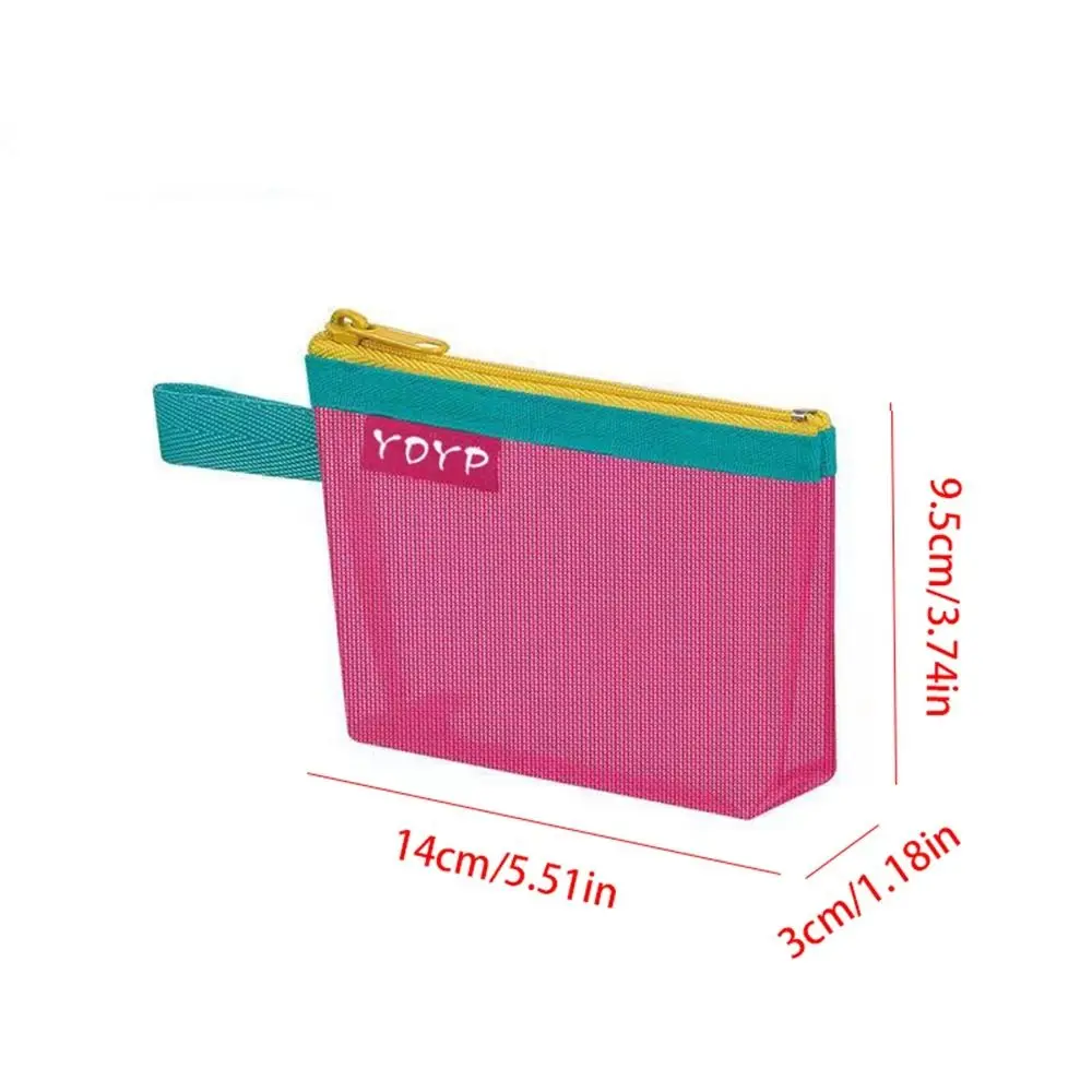 Colorful Nylon Mesh Small Zipper Bag Coin Purse Travel Portable Lipstick Cosmetic Bag Student Stationery Storage Bags