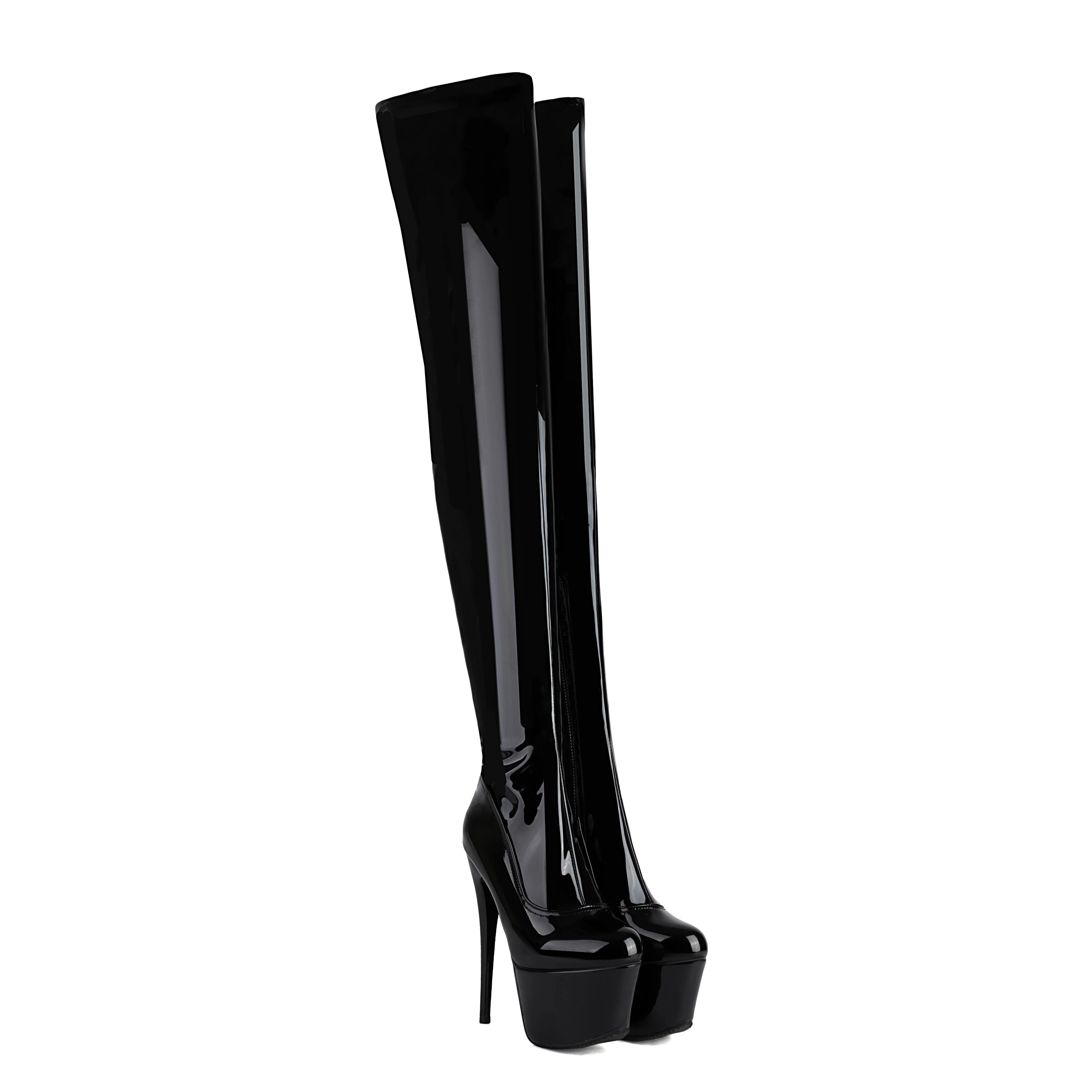 Womens Stretch Over The Knee Boots Black Goth Gothic Knee Boots Stiletto Heels Thigh High Boots Nightclub Latin Jazz Dance Shoes