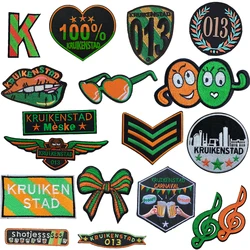 Carnival Kruikenstad Embleem green and orange Patches for Clothing Iron on Embroidered Sew Applique Patch 013 Badge