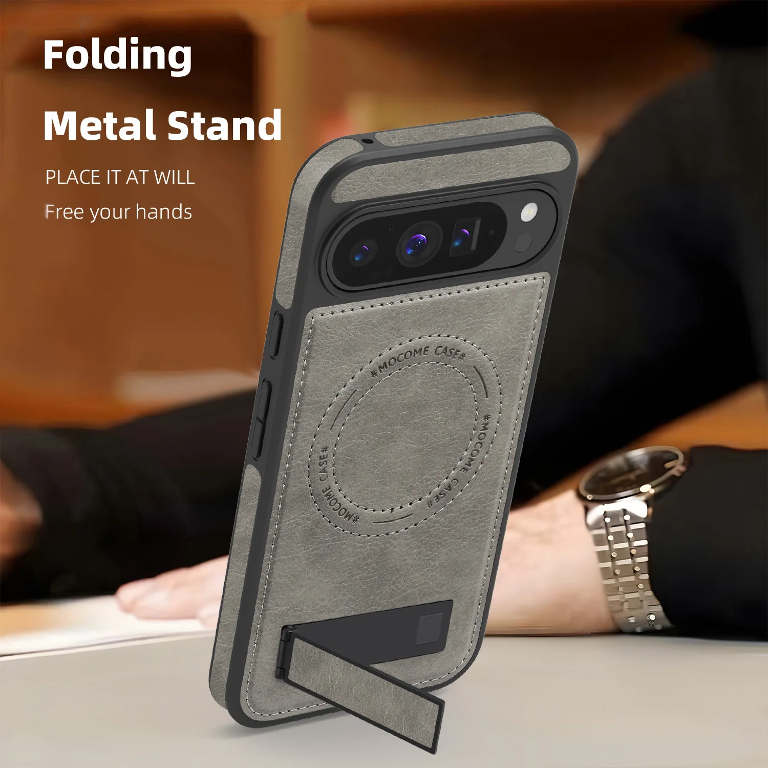 

Suitable for Google Pixel 10 Pro XL artificial texture magnetic phone case, pixel 9A stand, anti-drop protection cover