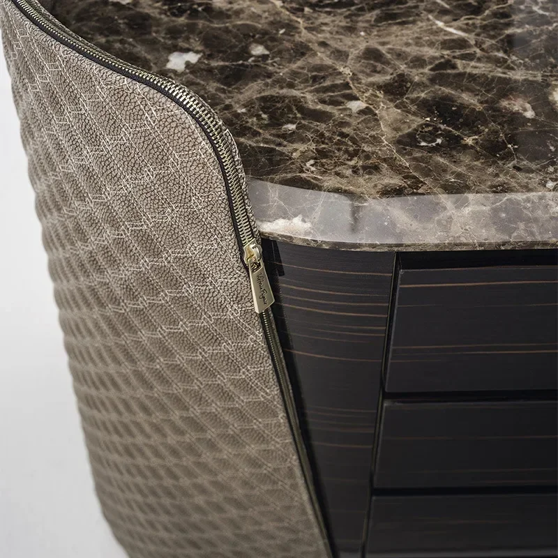 Minimalist marble side cabinet Modern light luxury villa restaurant integrated locker against the wall