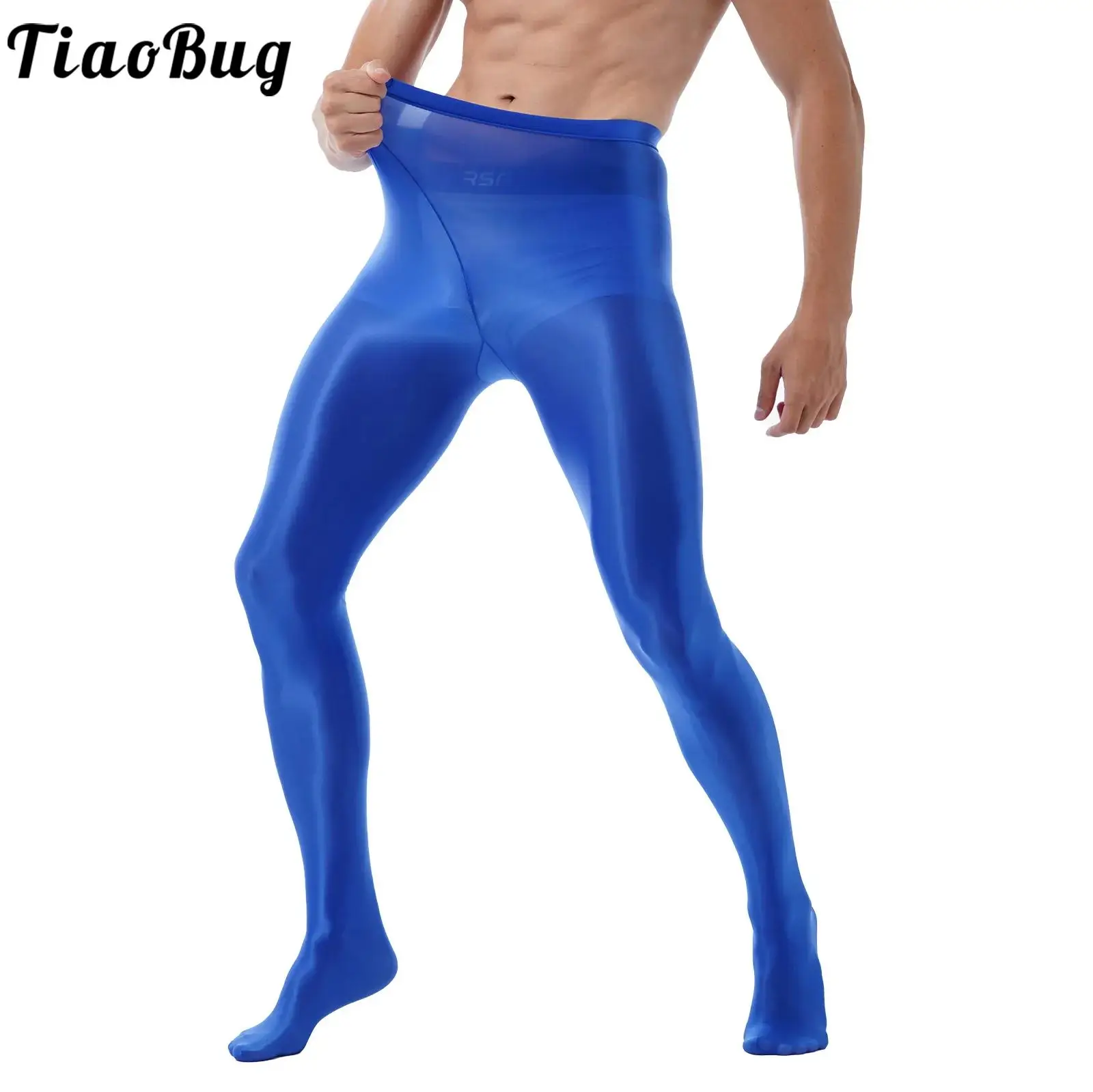 TiaoBug Men Fashion Glossy Pantyhose Ballet Dance Yoga Leggings Pants Training Fitness Workout Sports Trousers Tights Sissy