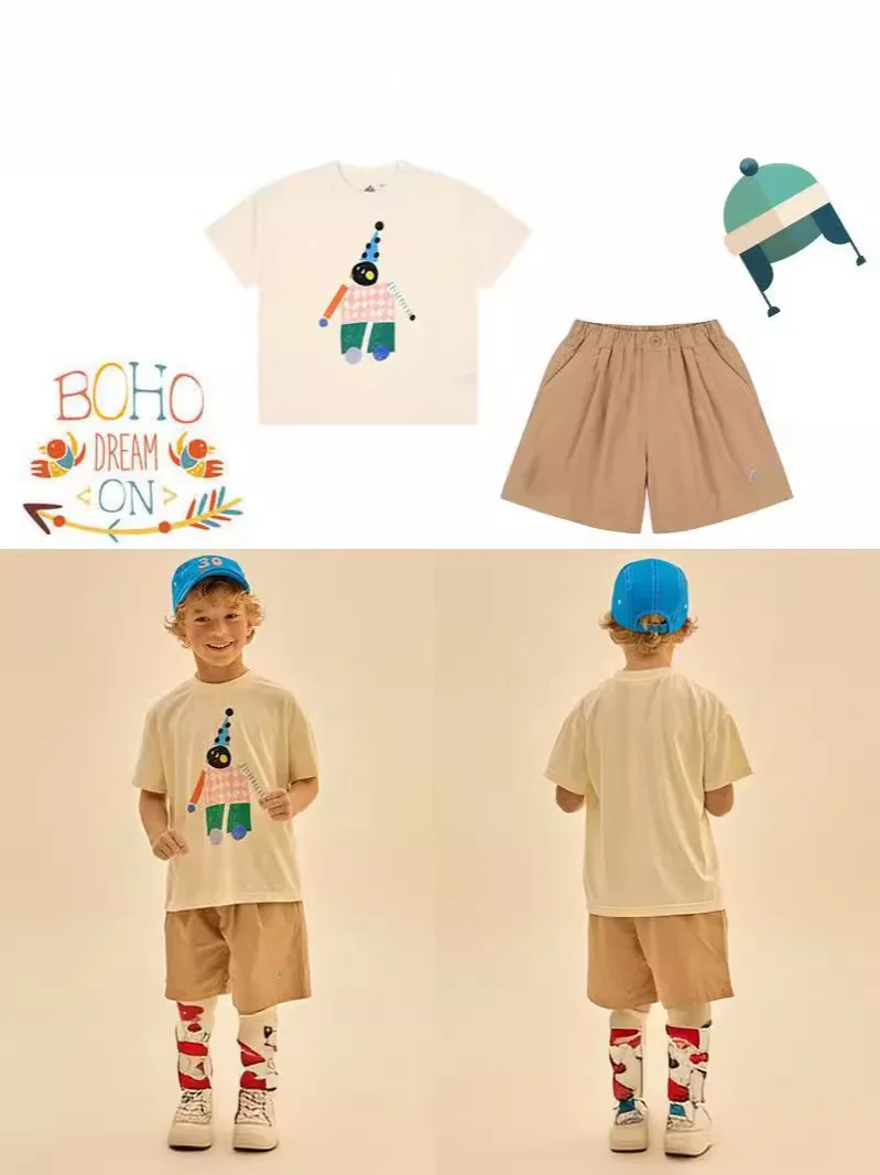 

Jenny&Dave Children's and Girls' Set 2024 Summer New Product Nordic Edition Trendy Casual Children's Clothing Robot Short sleeve