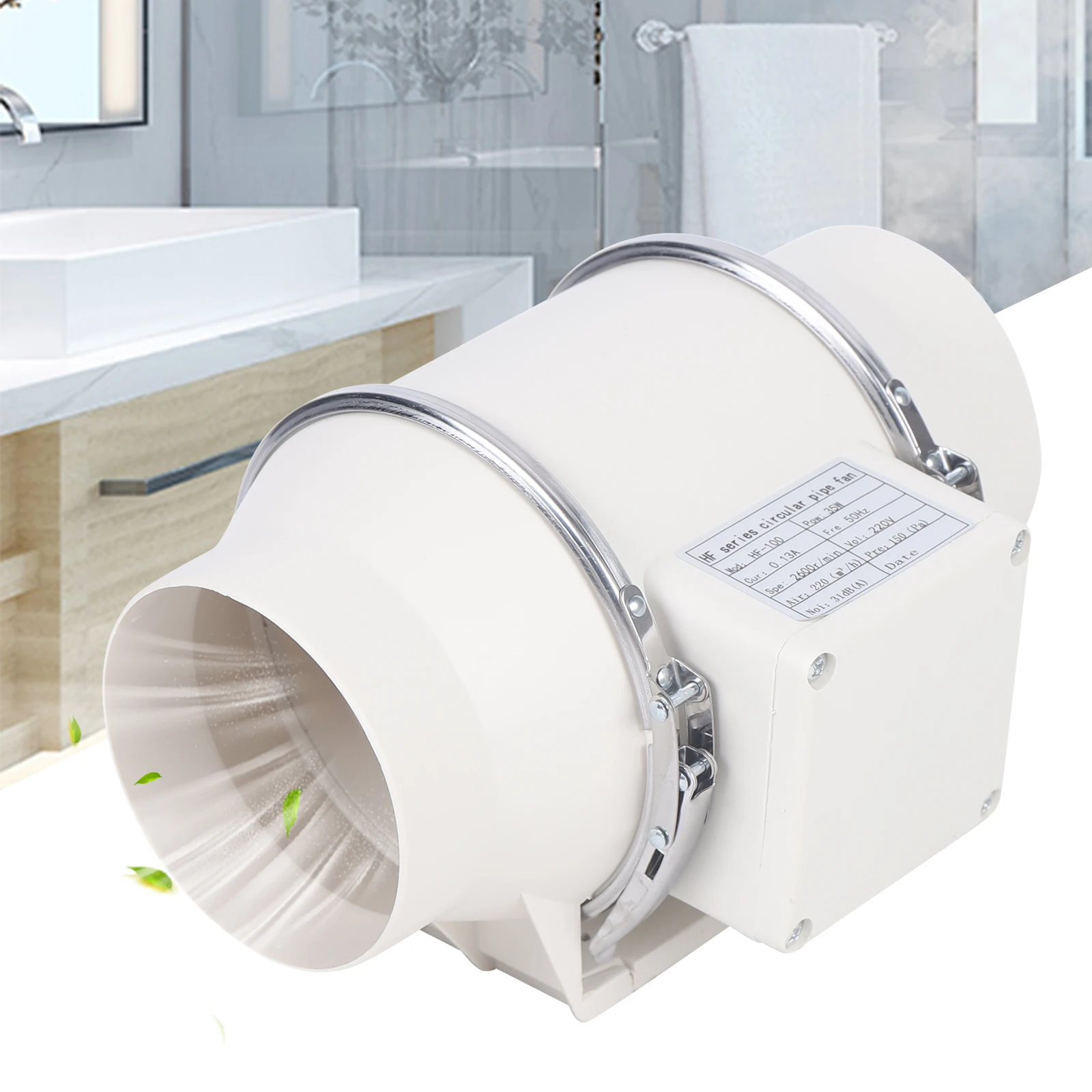 220V 35W 2600 r/min Air Duct Fan Exhaust Ventilation Fan For Homes, Kitchens, Toilets, Warehouses, etc