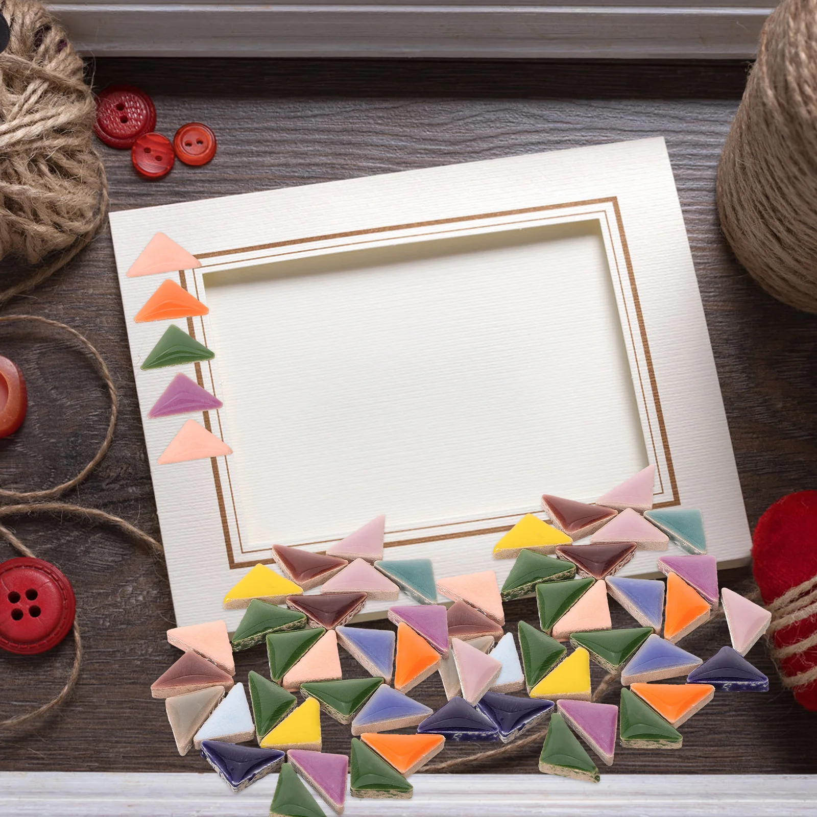 

1Set Colorful Ceramic Tiles Triangular Mosaic DIY Craft Supplies Flat Smooth Surface for Picture Frame Coaster Decorative