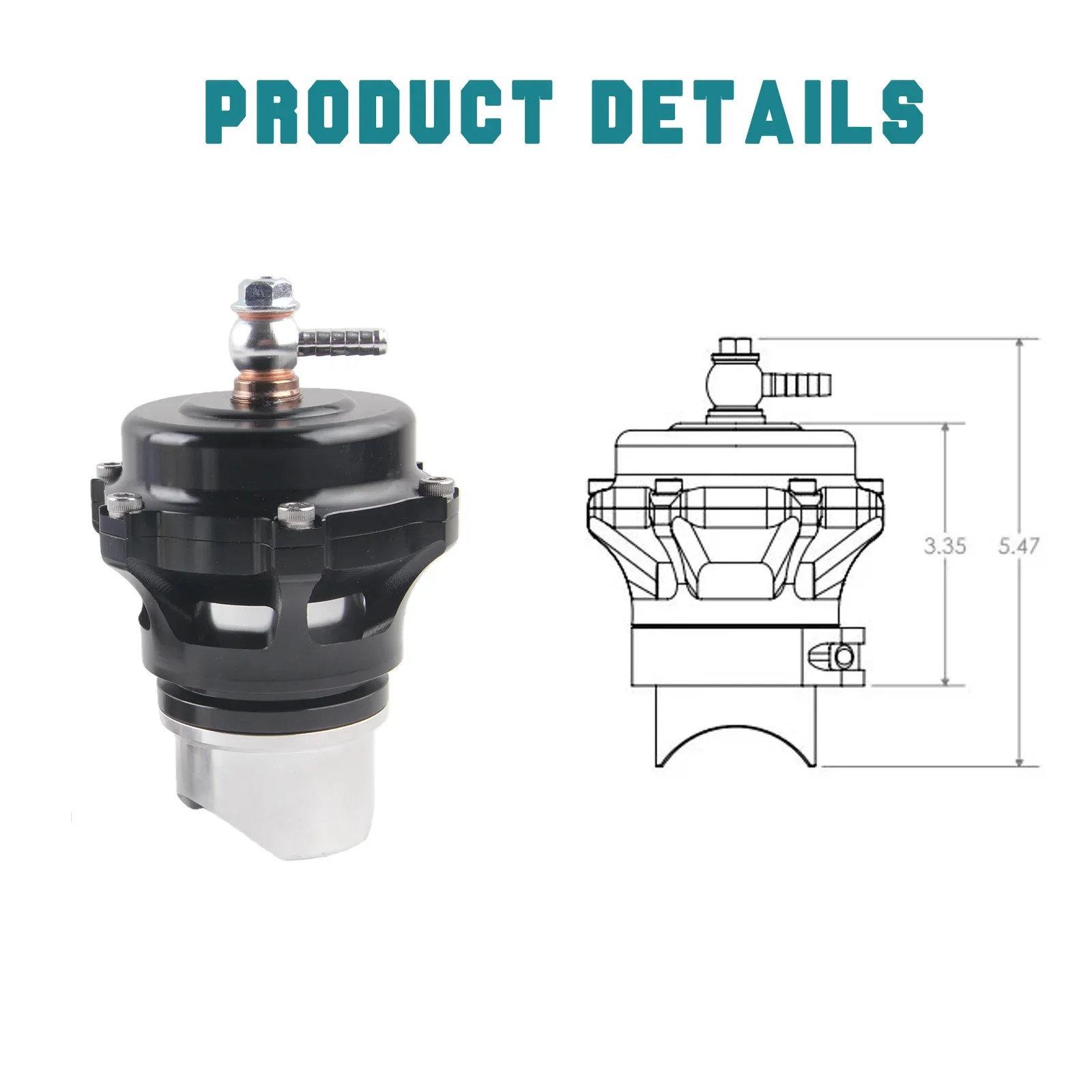 50mm CNC Machined Billet Aluminum Body Q-series Blow-off Valve With V-Band Clamp Turbo Charger Bov Dump Valve