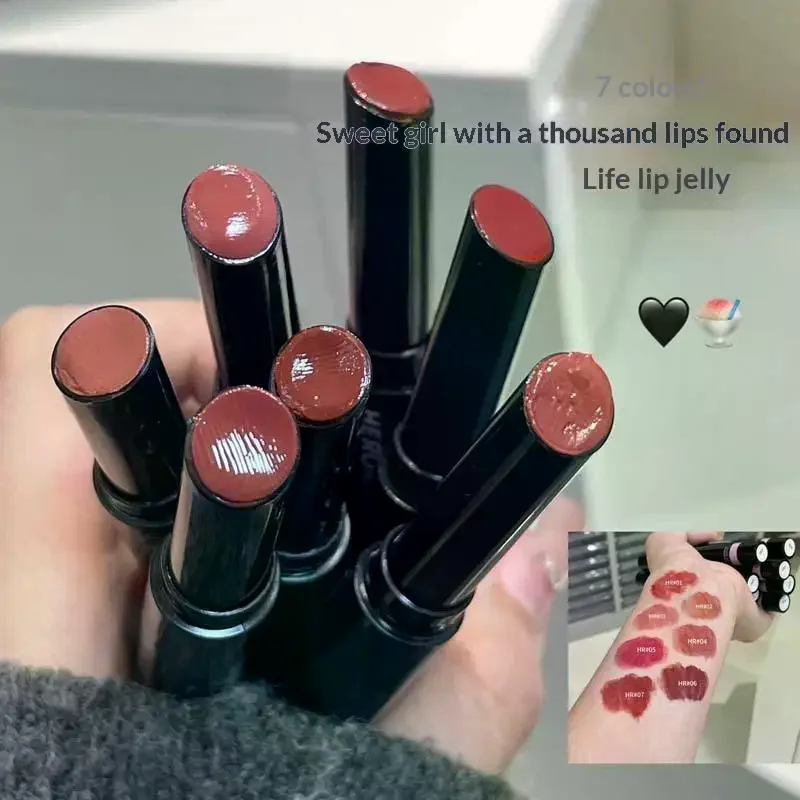 HERORANGE espejo gelatina brillo de labios sólido melocotón lápiz labial hidratante agua clara esmalte de labios hidratante tinte de labios cosméticos de maquillaje