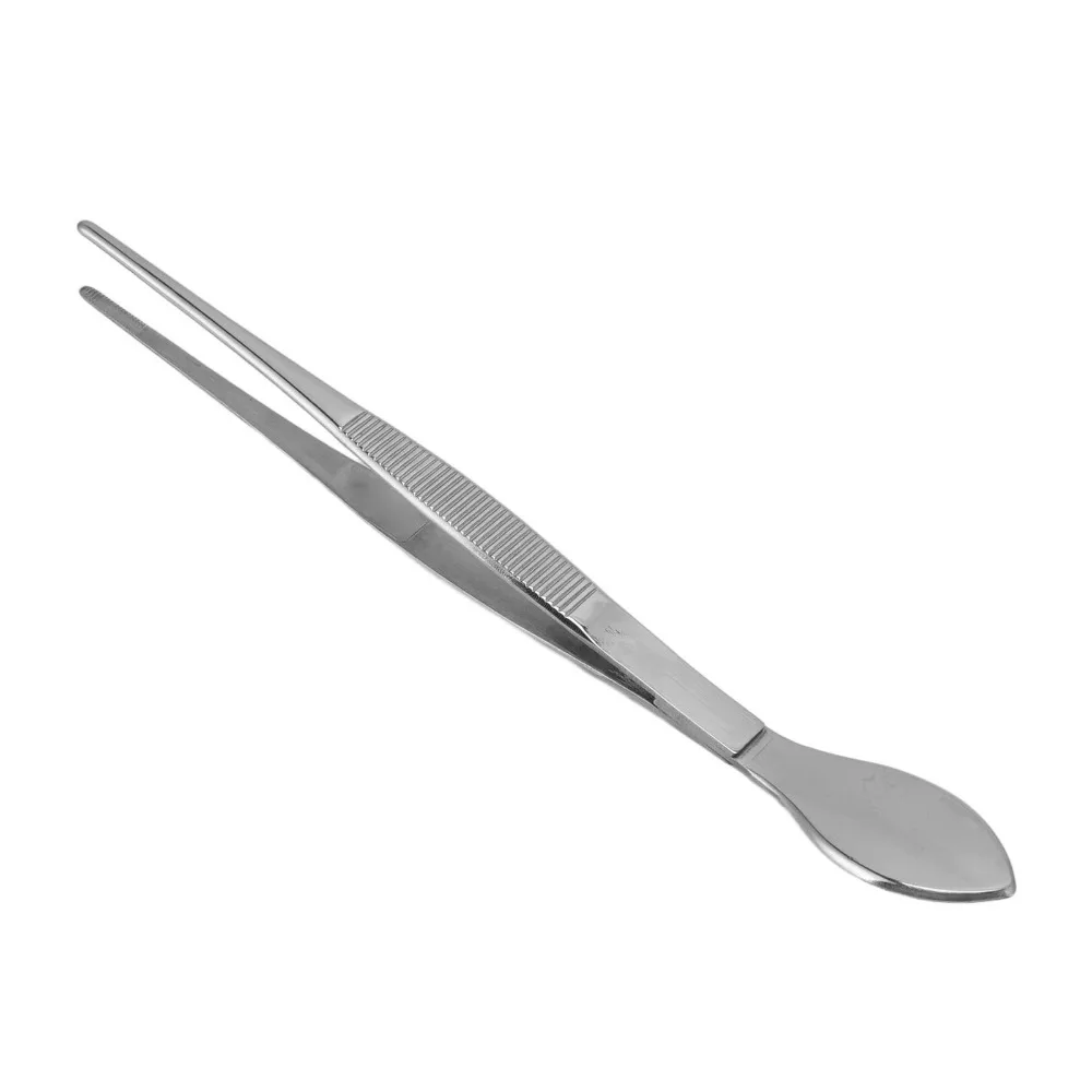 2PCS Stainless Steel Bonsai Tweezers Straight Tips Serrated Tips Long Tweezers Rake Tip Silver Straight Tweezers