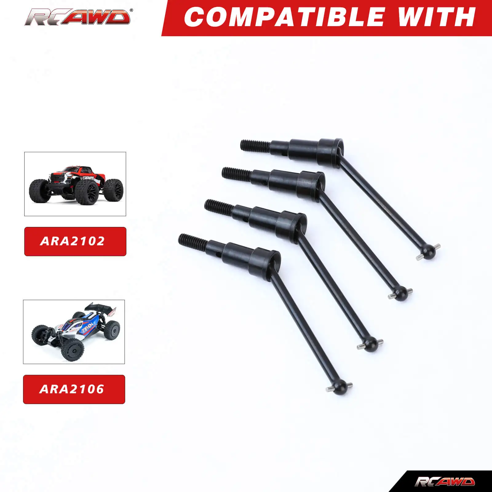 RCAWD Metal Front Rear CVD Axles Universal Drive Shaft For ARRMA 1/18 GRANITE GROM 1/14 TYPHON GROM Driveshafts Upgrades Part