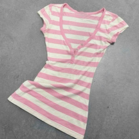Stripe pattern casual tops chic cotton fashion Y2K tops cute silm rock aesthetic urban emo girls hip hops harajuku women t-shirt