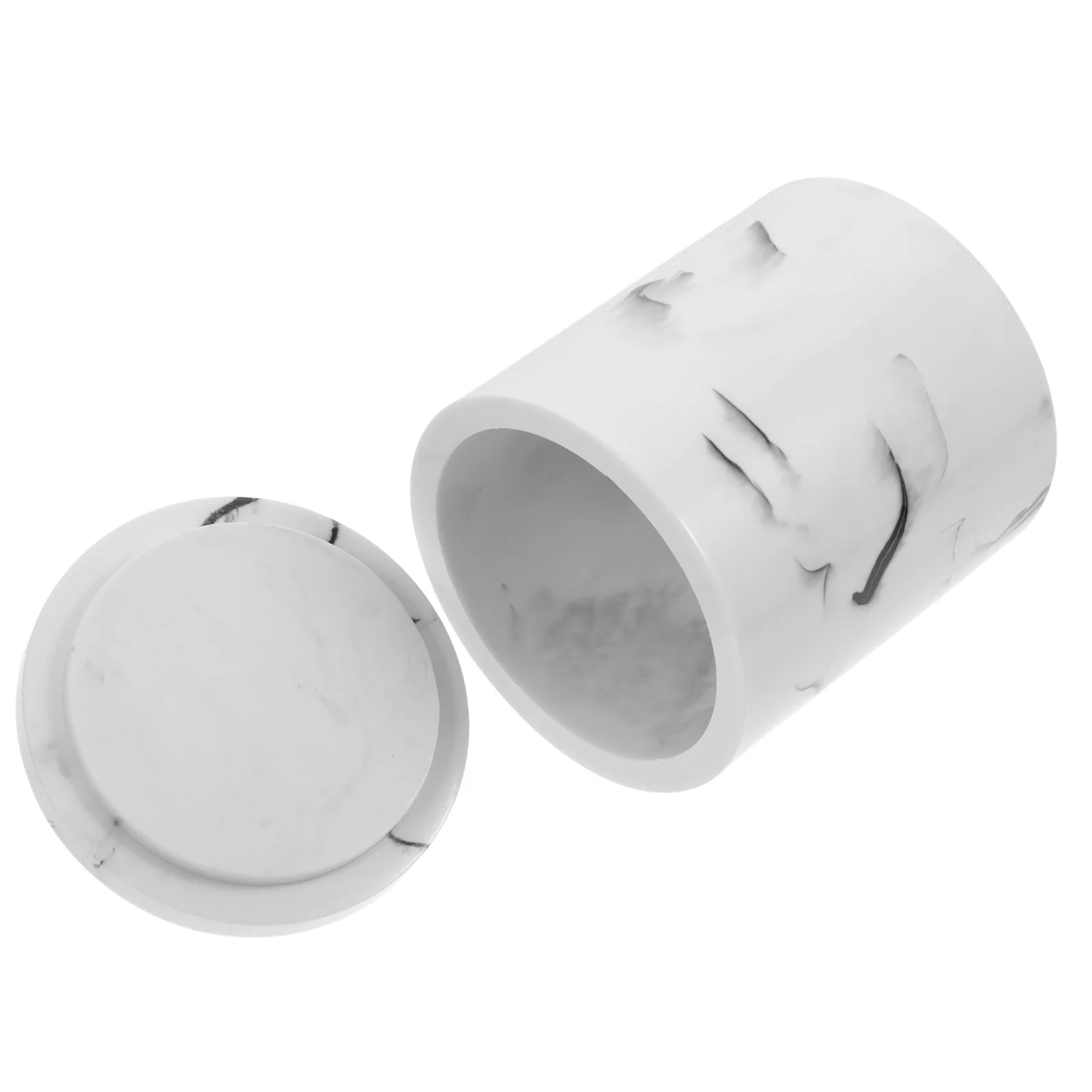 

Marble Pattern Cotton Swabs Holder Resin Storage Box For Toothpicks Makeup Accessories Dustproof Cover Apothecary Jar Home