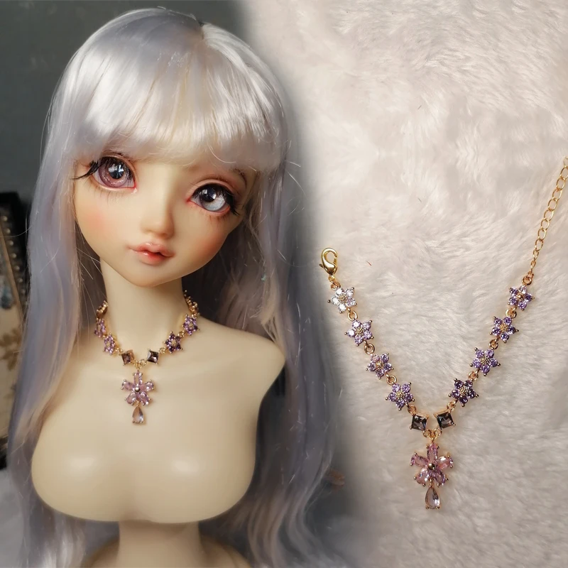 

D04-A906 children toy 1/4 1/3 BJD uncle SD doll's Photo props Accessoriess Colorful necklace retro style purple flower 1pcs