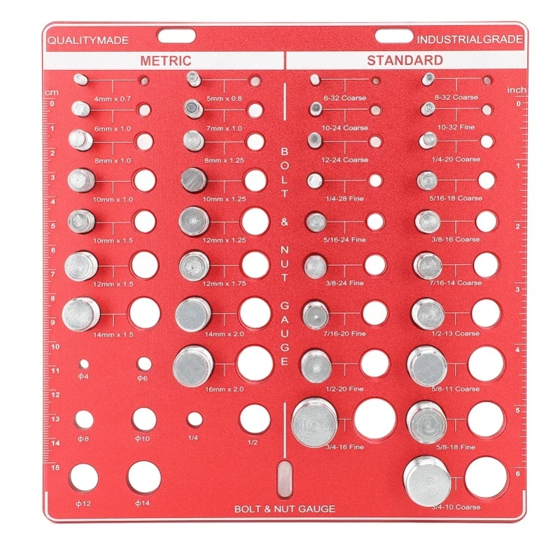 

34PCS Screw Nut And Bolt Thread Checker Aluminum Alloy High Accuracy Bolt Nut Measuring Tool Identifier Gauges For Verifying