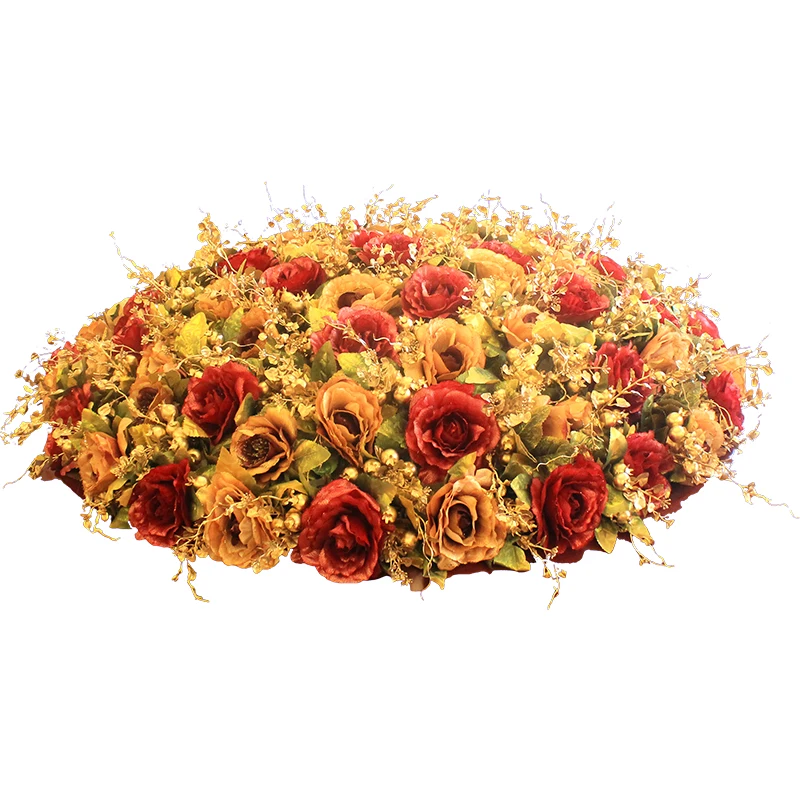 European style large hotel dining table simulation artificial flower silk flower set electric rotary table