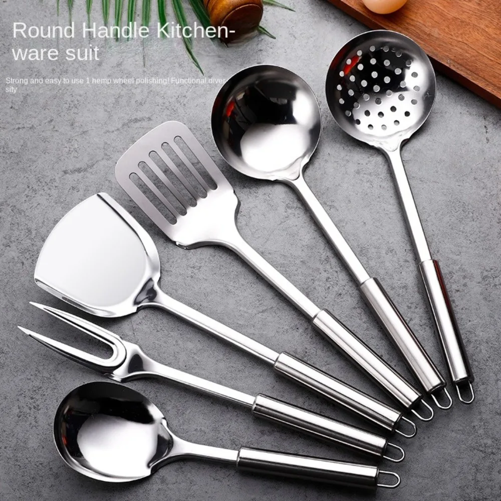 دائم الفولاذ المقاوم للصدأ ووك ملعقة مقبض طويل أدوات المطبخ المطبخ أواني الطبخ مجموعة مشقوق تيرنر أدوات الطبخ