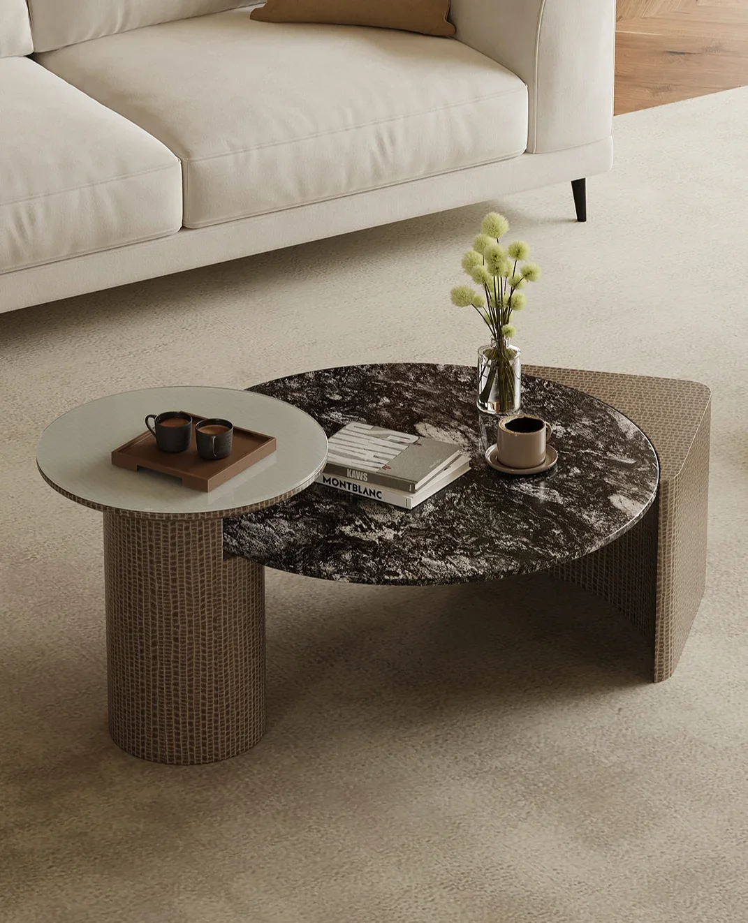 Minimalist marble living room wabi sabi wind light luxury high-end round coffee table table